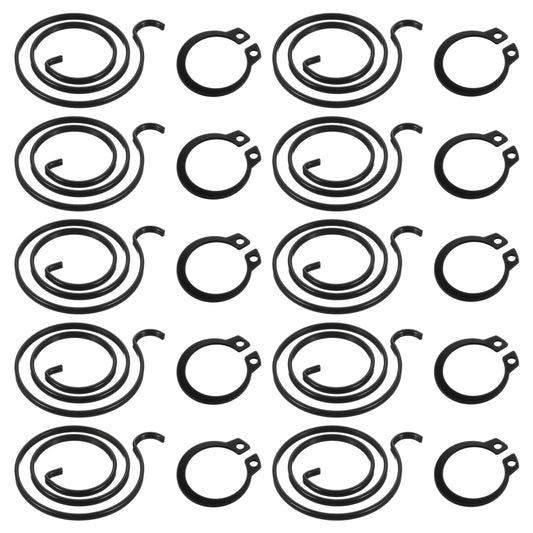 LXUEJIE Door Handle Springs, Pack of 10 2mm Thick 2 Turn Coil Springs + 10 Circlips, Replacement DIY Repair Kit for Internal Door Handles, Works for Right and Left Handed, Black