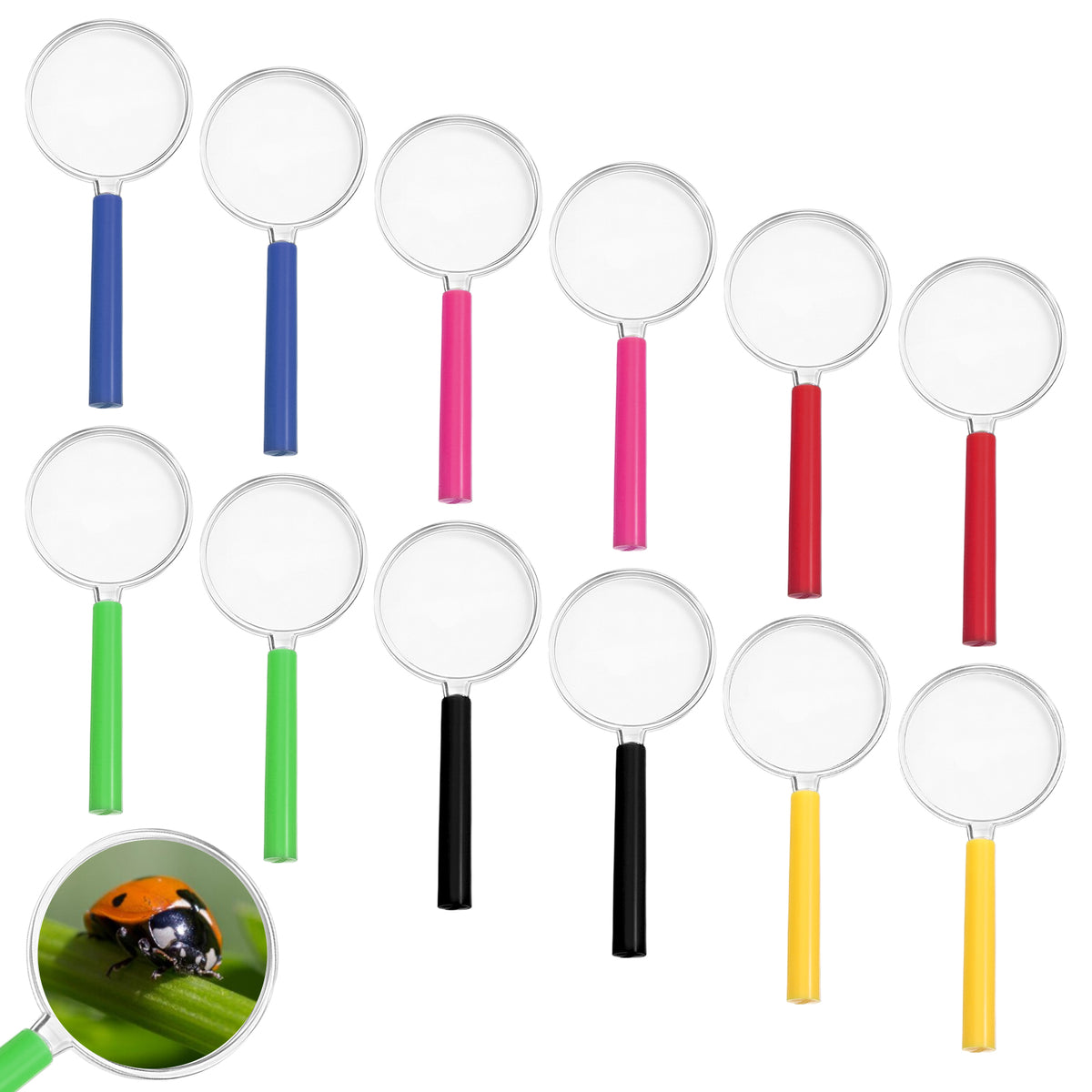 HJZHII 12Pcs Mini Handheld Magnifying Glasses Plastic Handheld Magnifier