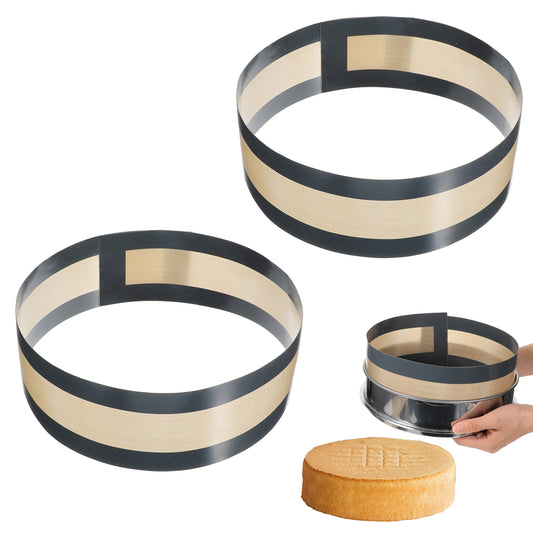 HJZHII 2pcs Silicone Baking Mat for Springform Pan, Cheese Cake Pans for Baking Pan Protector Prevent Cake from Sticking Side