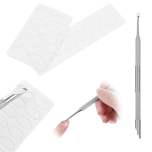 JJUNW Pre-treatment Cuticle Pusher, Metal Cuticle Pusher, Russian Prep Nail Pushers, Dual Ended Cuticle Remover with 100/180 Grit Sandpaper Sheets, Nail Care for Manicure Pedicure Nail Art