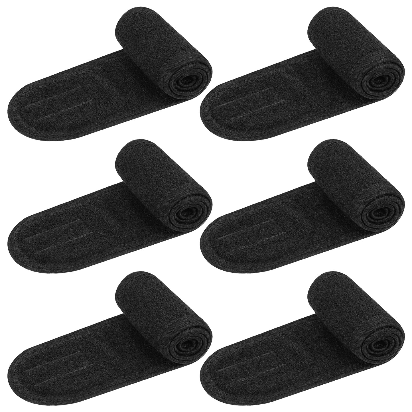 AOZUO 6PCS Spa Facial Headbands for Women, Adjustable Makeup Headbands Black Makeup Wrap Non-slip Stretchable Washable Headband for Washing Face Skincare Facial Mask Bath Sport