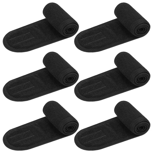 AOZUO 6PCS Spa Facial Headbands for Women, Adjustable Makeup Headbands Black Makeup Wrap Non-slip Stretchable Washable Headband for Washing Face Skincare Facial Mask Bath Sport