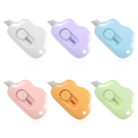 Bewudy 6 Pieces Mini Box Opener, Cloud Box Cutter Retractable Mini Letter Opener Cloud Shaped Envelope Slitter Paper Cutters with Keychain Hole for Letter Paper Small Box Opening DIY Crafts