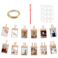 simarro 1st Birthday Party Photo Banner, Newborn to 12 Months Photo Garland Display For Baby Boy Girl Party Decoration Supplies Monthly Milestones First Birthday Picture Banner