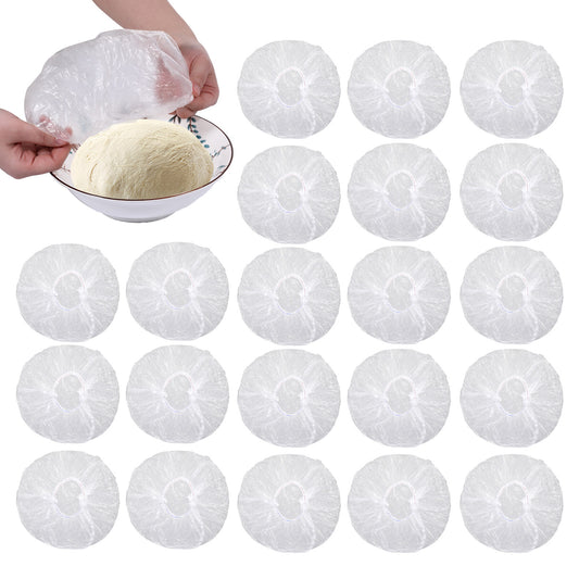 Jeffdad 100PCS Bowl Covers for Bread Proofing, Elastic Sourdough Bread Baking Supplies, Shower Caps for Sourdough Bread, Food Fruit Vegetable Stretchable Plastic Wrap(Colored strips)