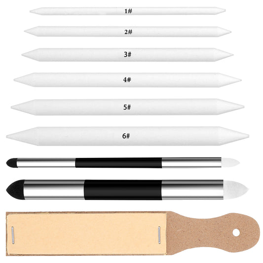 JJUNW 9 Pcs Blending Stumps Set, Oil Pastel Blending Tools with Double-Ended Stumps, Washable Reusable Sketch Pens for Artist Painting Enthusiast Sketch Drawing