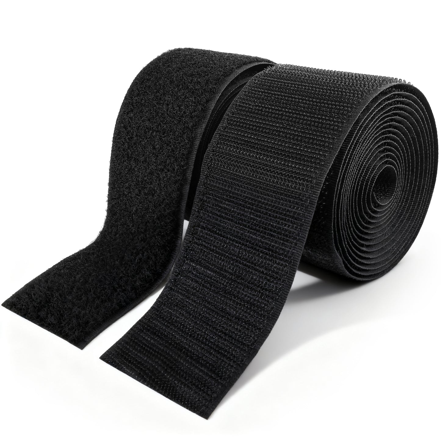 LIQWEI 5cm/2Inch Wide Hook and Loop Tape, Strong Heavy Duty Stick On Tape, Double Sided Sticky Tapes for Clothing Sewing Crafting DIY Projects(Black)