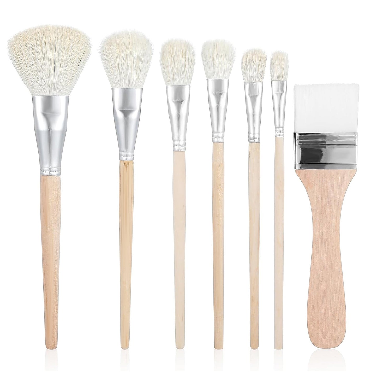 Jeffdad 7 PCS Mop Brush for Acrylic Painting, Versatile Blending Mop Brushes Paint Brushes Set with Wooden Handle for Acrylic Painting Watercolor Oil Painting Face Body Art