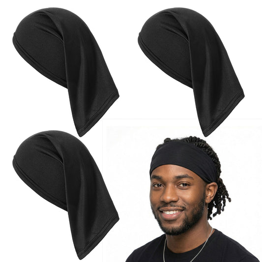 Amaxiu 4pcs Dreads Cap, Dreadlock Caps Elastic Loc Socks Long Hair Dreads Head Wrap Dreadlock Tube Bands Soft Stretchable Can Be Used as Sleeping Cap Unisex Sleeping Bonnet for Men Women Black