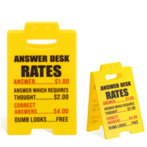 DOPENSPI Answer Desk Rates Sign, 6.2x3.85in Funny Office Cubicle Decor Funny Offices Decor Answer Desk Sign Gag Team Offices Gifts for Coworker Teammate Employee Boss