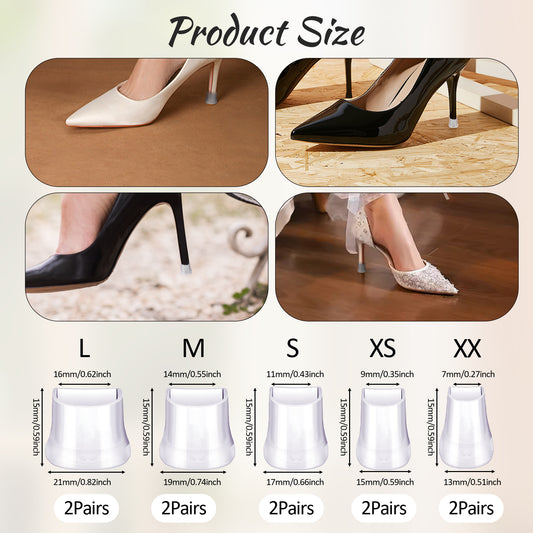 cobee 10 Pairs Heel Caps for High Heels, High Heel Protectors Heel Replacement Tips, Non-Slip Heel Covers Stoppers for Repairing Shoes Grass Wedding Gravel Wetlands Outdoor Events(Transparent)