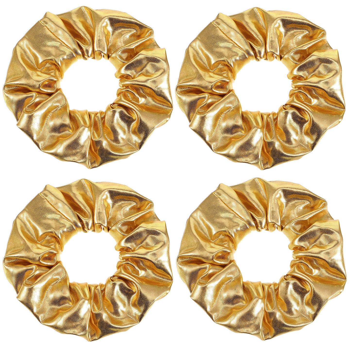 GEEHUA 4PCS Scrunchies for Women, Sparkly Ponytail Holders Gold Hair Scrunchies Gold Hair Ties Hairband Shiny HairAccessories for Women Retro Theme Party