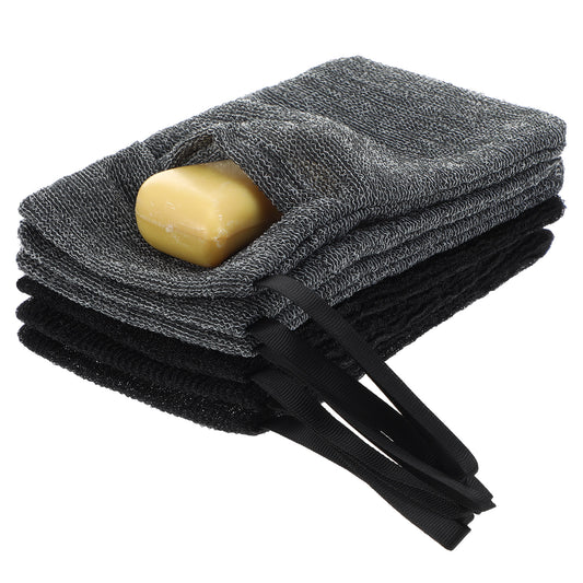 Giantree 6-Pack Exfoliating Soap Bags, Nylon Mesh Soaps Bags, Rich Foaming Bath Soap Dry Soaps Stand Body Scrub Coarse Sponge Bath Sponge for Bathing Suitable for Men and Women (Black + Gray)