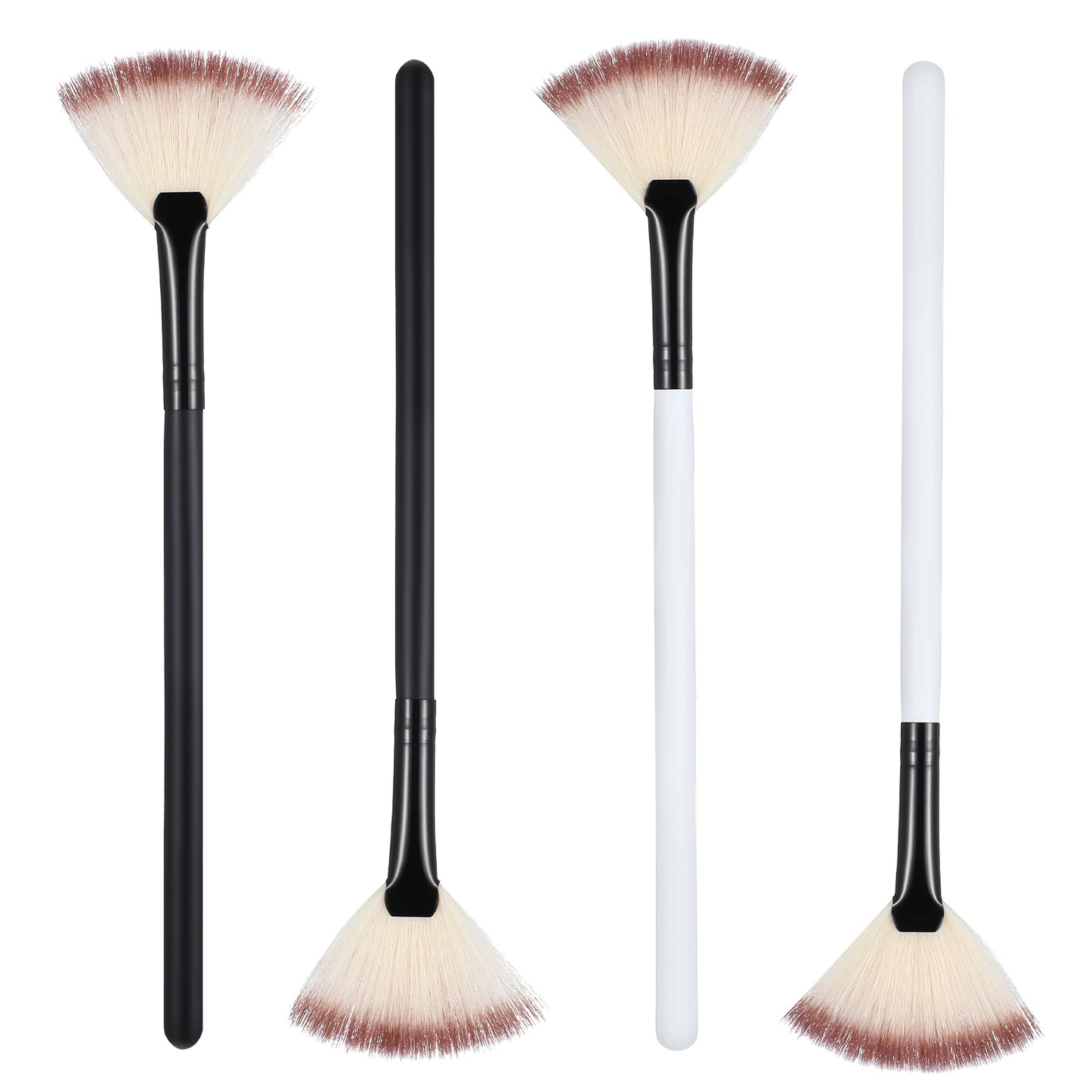 JIYIN 4 Pcs Facial Brushes Fan Mask Brushes, Face Mask Brush Soft Facial Applicator Brushes Tools for Peel Glycolic Mask Esthetician Makeup Brush
