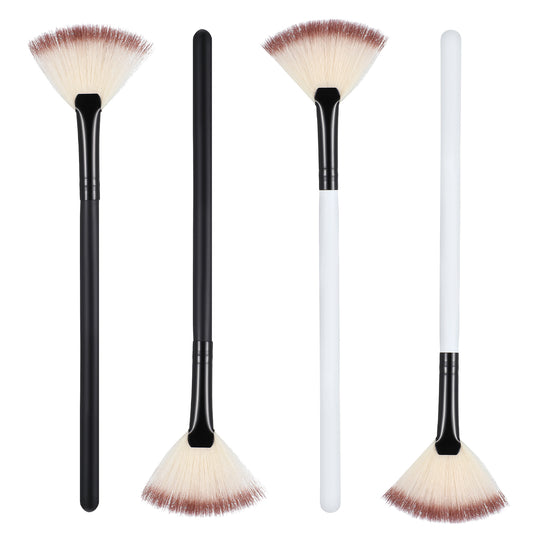 JIYIN 4 Pcs Facial Brushes Fan Mask Brushes, Face Mask Brush Soft Facial Applicator Brushes Tools for Peel Glycolic Mask Esthetician Makeup Brush