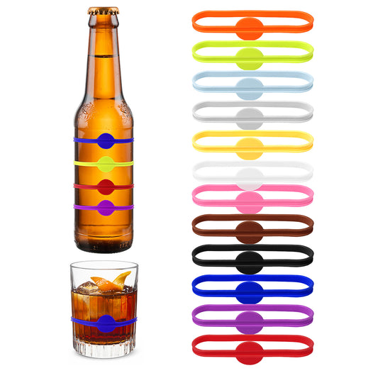 cobee 24 Pcs Drink Markers, Wine Glass Markers Cup Charms Water Bottle Charms, Silicone Drink Glass Markers Wine Bottle Tags for Bar Parties Champagne Stem Glasses, or Families(12 Pcs)