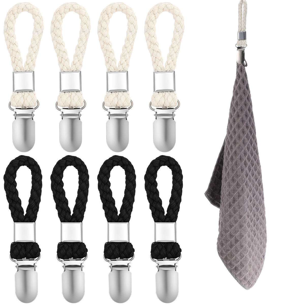 SULIKJHUI 8 Pcs Kitchen Towel Clips, Kitchen Towel Rack Hook