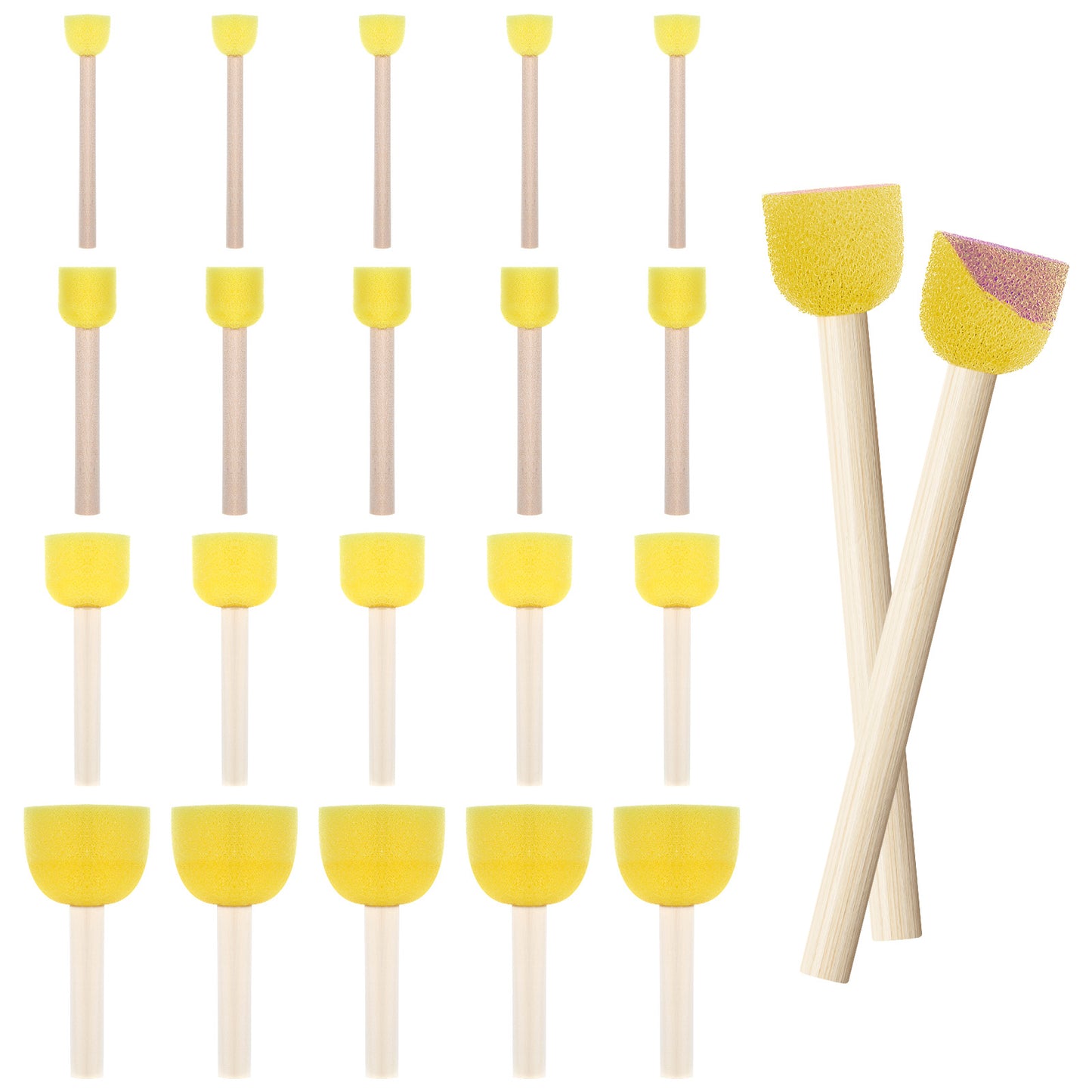 TIESOME 20 Pcs Round Sponges Brush Set, Assorted Size Round Sponge Brushes for Painting, Paint Sponges for Acrylic Painting, Painting Tools for Kids Arts and Crafts (4 Sizes)