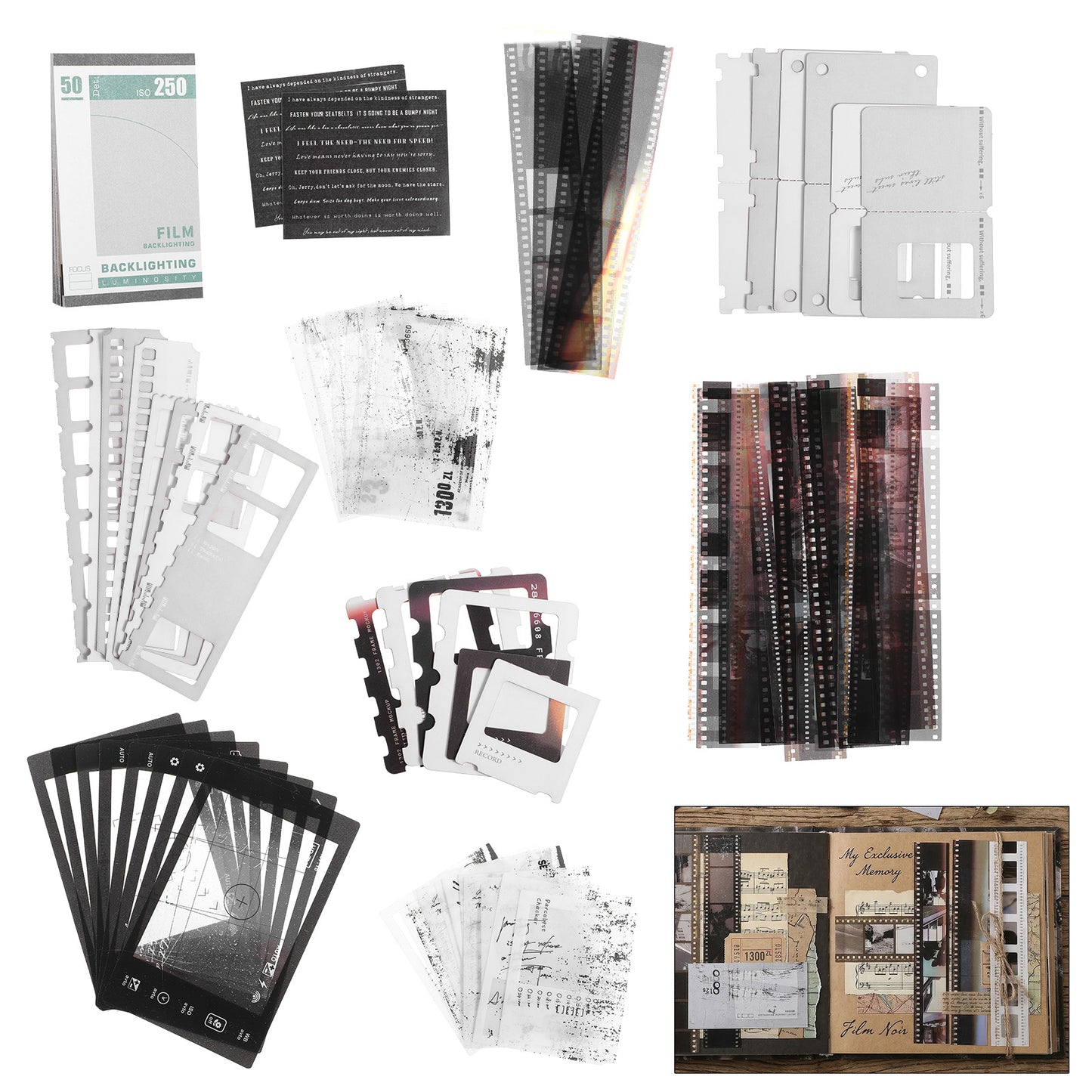 Molain 94PCS Scrapbooking Kit Supplies, Film Scrap Book Supplies Vintage Aesthetic Scrapbook Paper Packs for Journaling Supplies Waterproof Tape Stickers Paper for DIY Journaling Crafts Collage Album