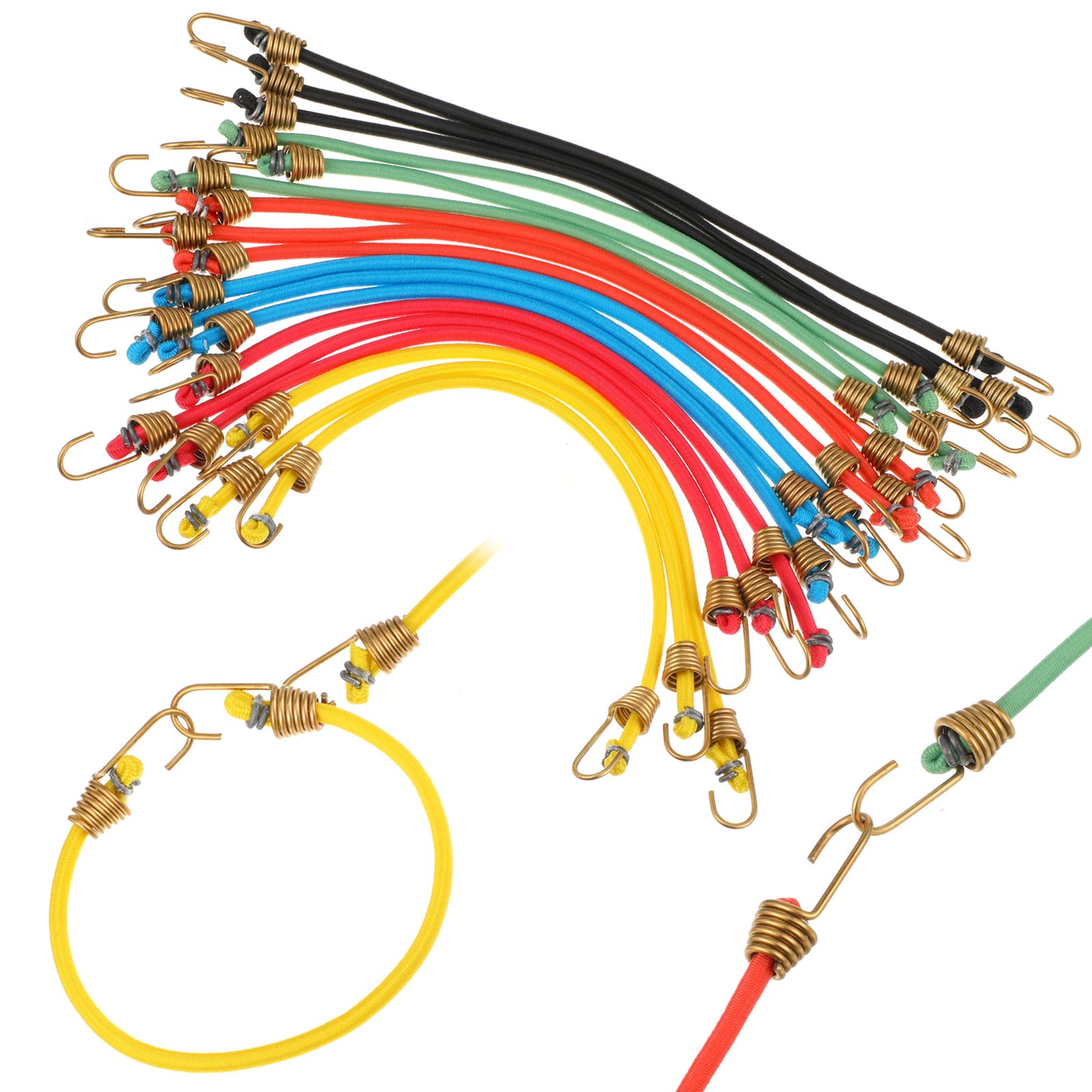 TIESOME 18 Pack Small Bungee Cords with Hooks, 10" Mini Adjustable Rubber Stretchy Short Elastic Heavy Duty Bungee Cord for Luggage, Roof Rack, Tent, Tarp, Bike, Car, RV Camping Cargo Accessory