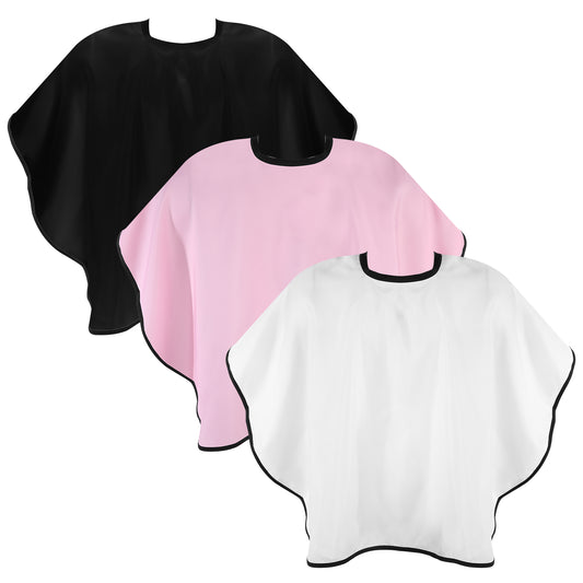 AOZUO 3pcs Makeup Capes, Makeup Apron for Clients Hair Cutting Shampoo Capes Shorty Barber Smock Hair Dye Capes with Adjustable Closure for Hair Beauty Salon Makeup Artist Accessories(3 Colors)
