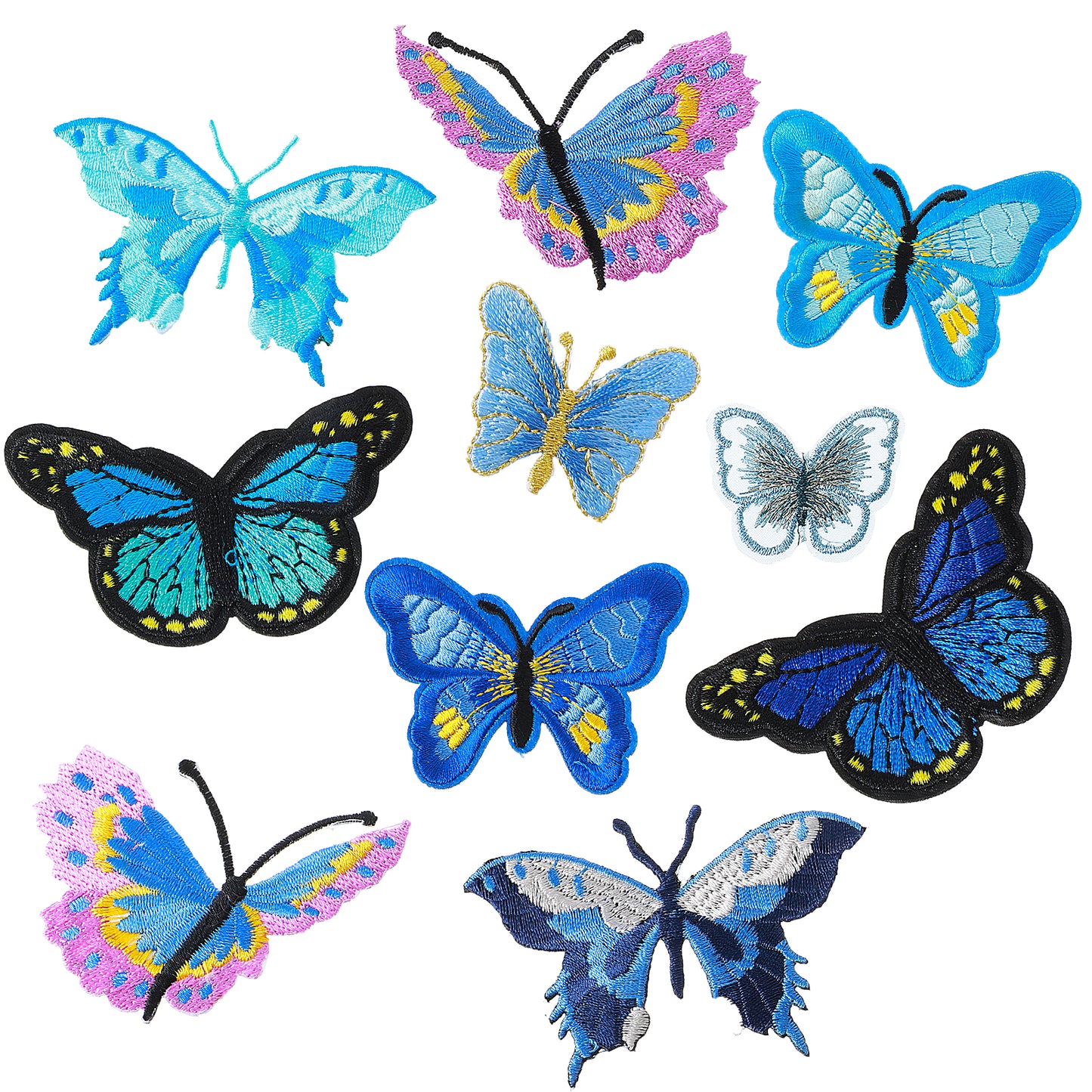 Molain 10 Pcs Butterfly Patches for Ironing On, Embroidery Patches Embroidery Sew Butterfly Applique Repair Patch for Jeans, Jackets, Clothing, Bags, Hats, DIY Decor
