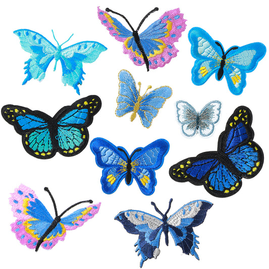 Molain 10 Pcs Butterfly Patches for Ironing On, Embroidery Patches Embroidery Sew Butterfly Applique Repair Patch for Jeans, Jackets, Clothing, Bags, Hats, DIY Decor