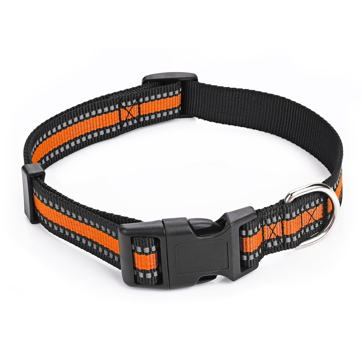 Molain Reflective Dog Collar, Breathable Nylon Adjustable Pet Collar with Safety Quick Release Locking Buckle Suitable for Dogs Cats, Orange 28-45cm(11-18")
