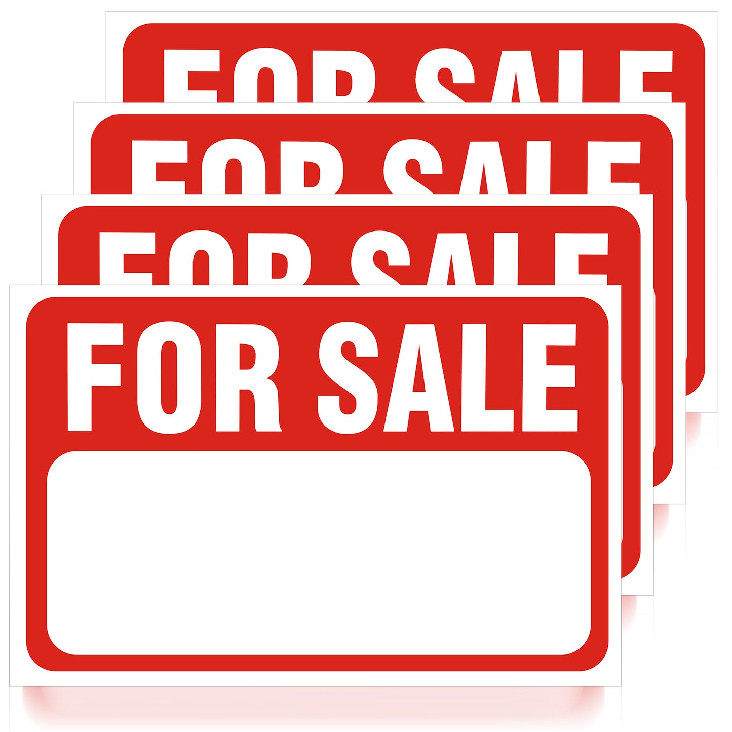 WJIAAA 4 Pack Car for Sale Sign, 12"x8" PVC Car for Sale Signs, Self-Adhesive Decals for Vehicles Windows, Boats, Garage Doors, Red with White Background