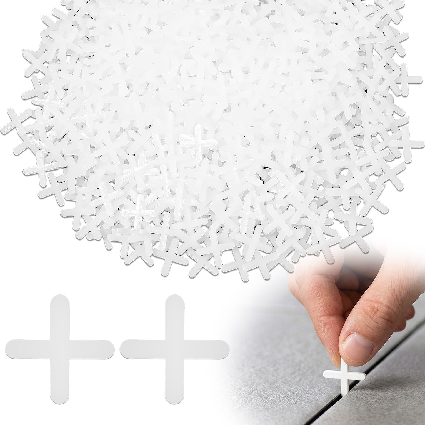 DOPENSPI 1000PCS 3mm Tile Spacers, Plastic White Tile Spacers Cross Shaped Gasket Spacer 3mm Tiling Tools Ceramic Tiles Installation for Fixing Mat Tiles Leveling Grouting Equal Spacing