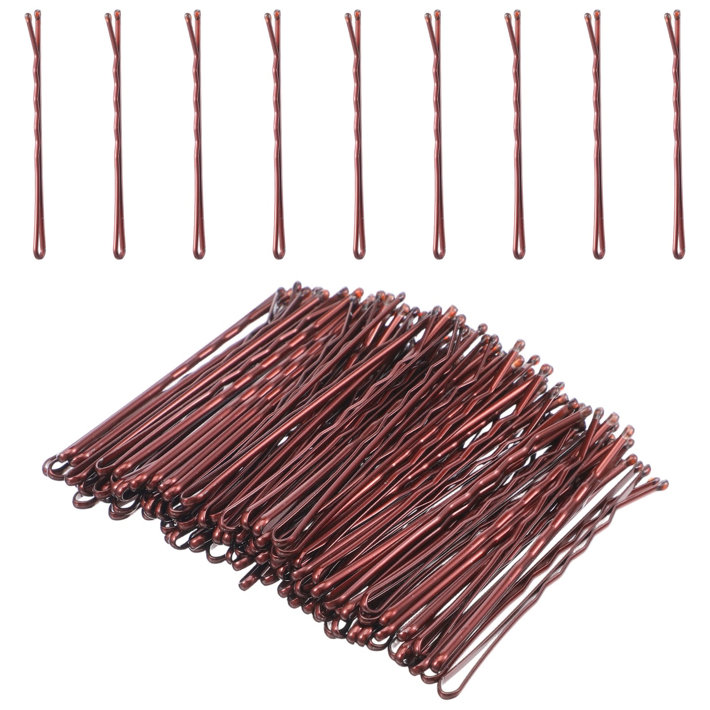 DOPENSPI 100PCS 7cm Bobby Pins Brown, Hair Pins Hair Grips Kirby Grips Waved Clips Accessories for Women Girls for Thick Thin Long Short Wavy Curly Daily Wearing Casual Travel Party(Coffee Brown)