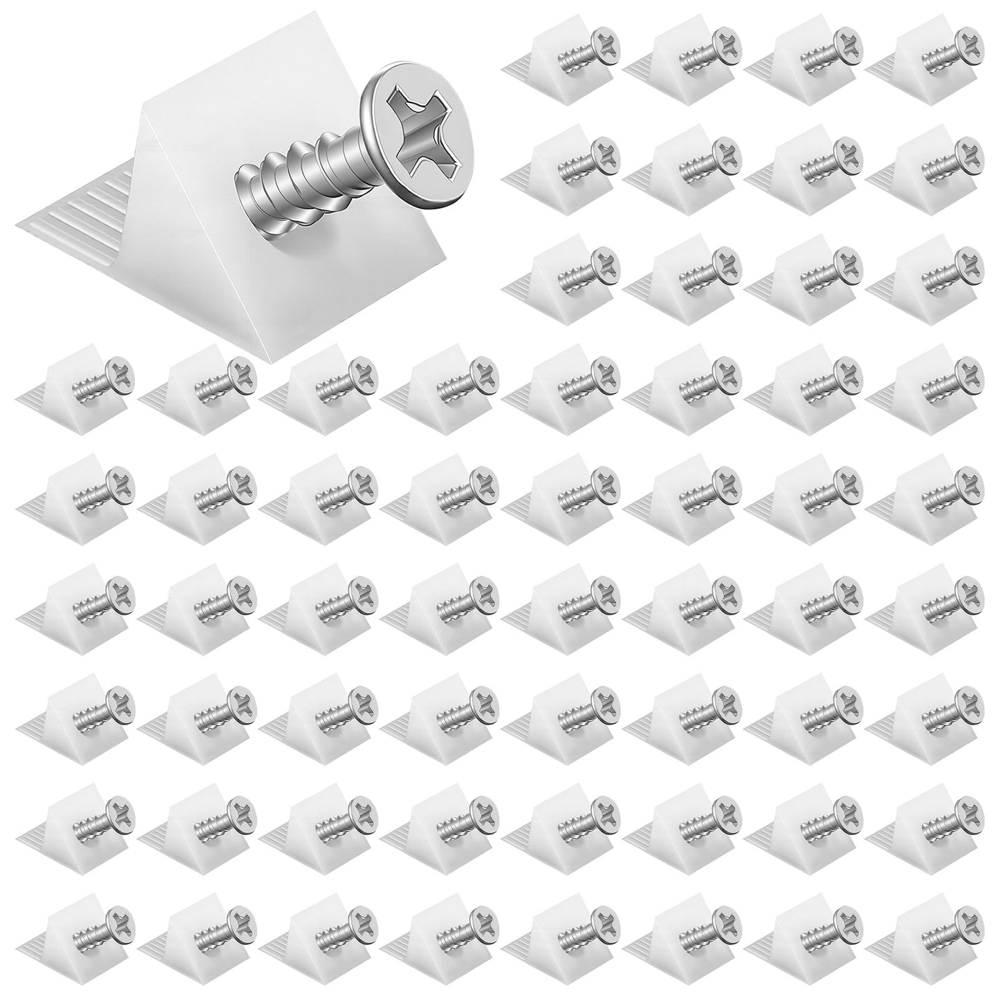 TIESOME 100 Pcs Drawer Support Brackets, Drawer Angle with Screws Code Bracket Fastener, Plastic Furniture Bottom Sagging Repair Wedges for Drawers Bottom Reinforcement, Drawers Repair Kit, White