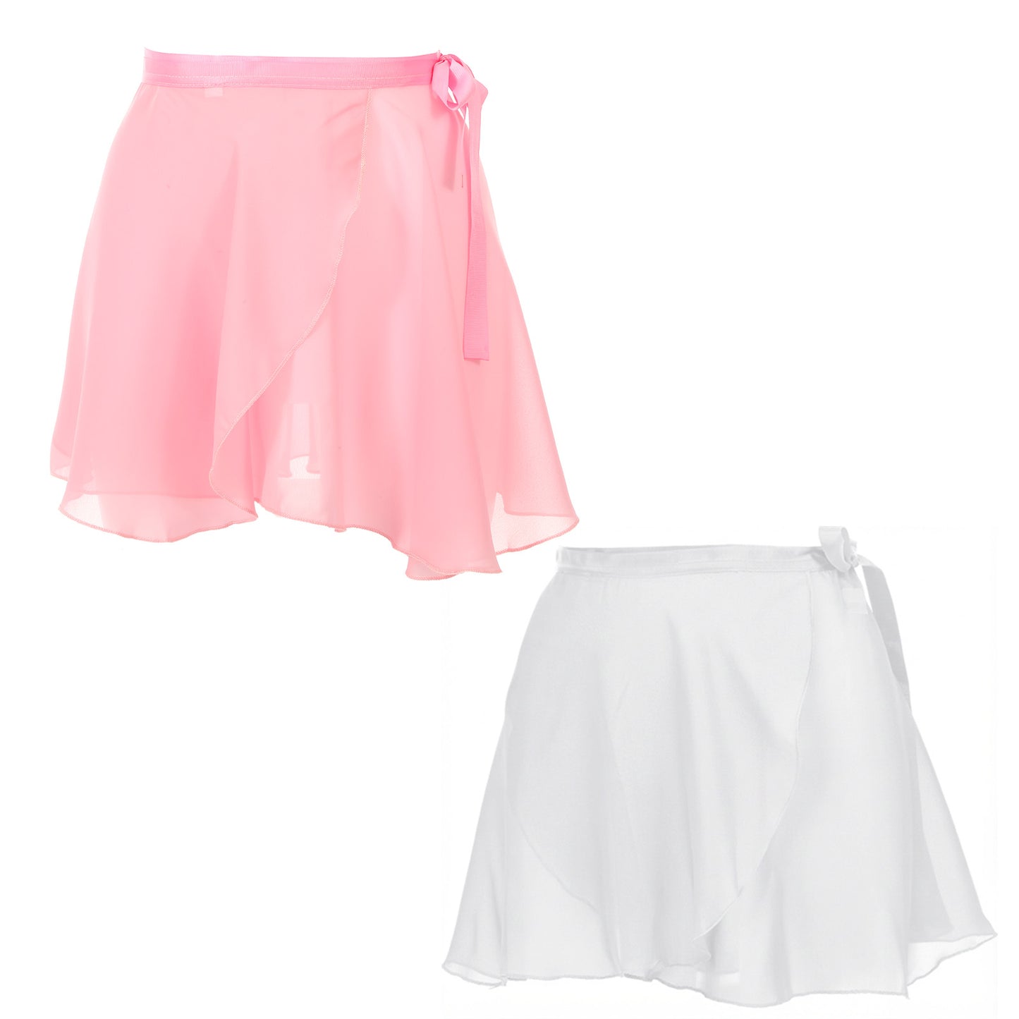 XLIUAX 2Pcs White and Pink Ballet Wrap Skirt with Ties