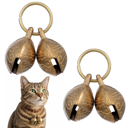 Jeffdad 2Pcs Copper Bell for Dog Collar, Brass Dog Bells Extra Loud Collar Bell for Pet Tracking Anti Lost Training Pets Pendant Accessories for Little Dogs & Cats(style2)