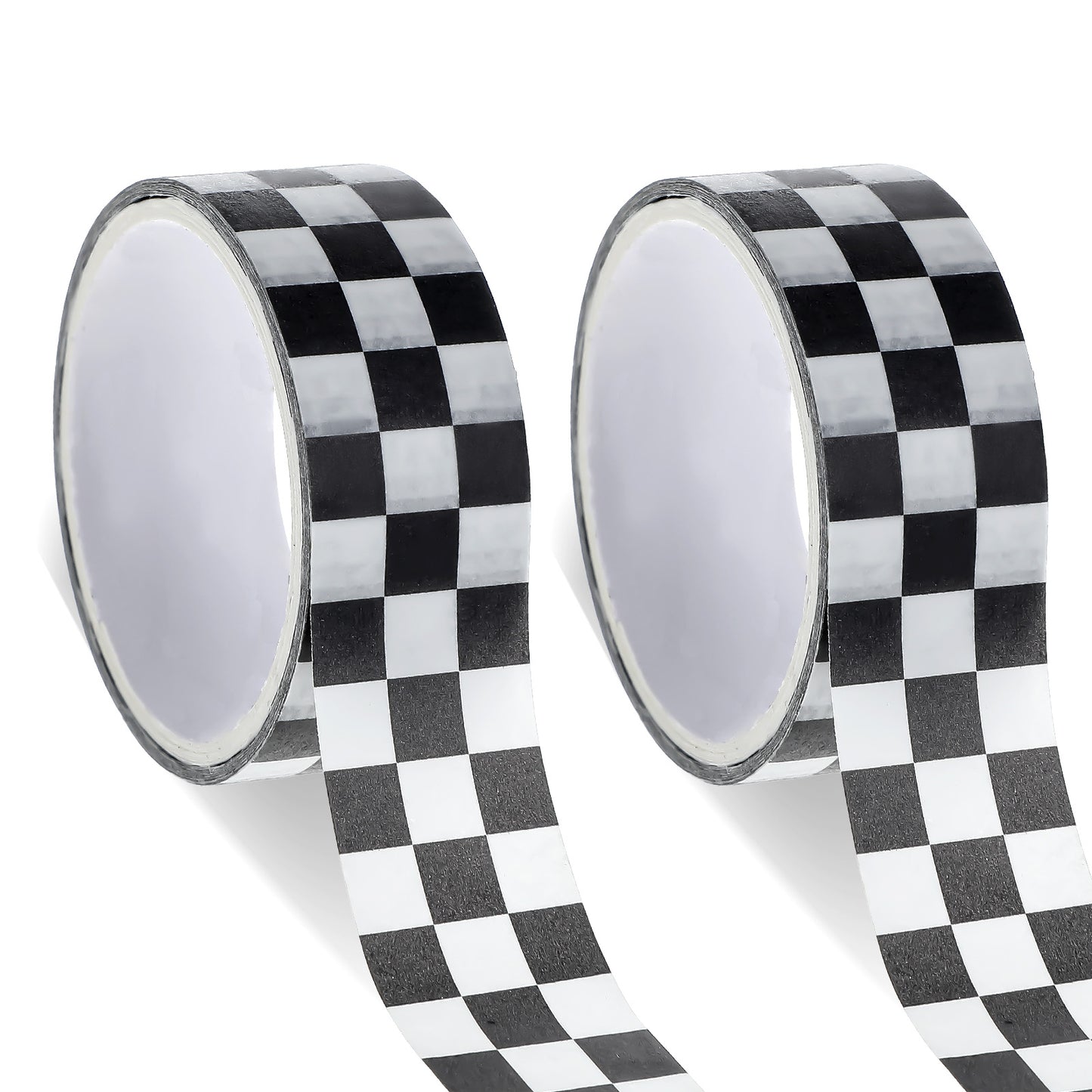 Yuanchu 2 Rolls Checkered Flag Tape, Black White Washi Tape Checkerboard Pattern Paper Tape Grid Washi Tape Black 1 Roll 118 inch/3.2 Yards Buffalo Tape for Scrapbooking DIY Crafts Box Decoration(2)