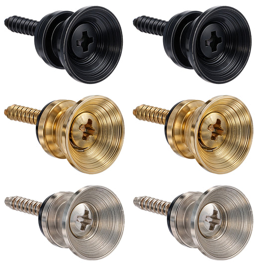 HJZHII 6 Pcs Guitar Strap Button, Metal Strap Buttons End Pins with Mounting Screws Guitar Strap Locks Pins Music Parts for Guitar Bass Ukulele Electric Acoustic Guitar(Black)