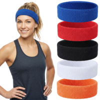 HJZHII 5 Pack Sport Sweat Headbands for Men Women, Elastic Sweatbands Sports Hair Band for Running Basketball Football Exercise Gym Outdoor Activities (Colorful)