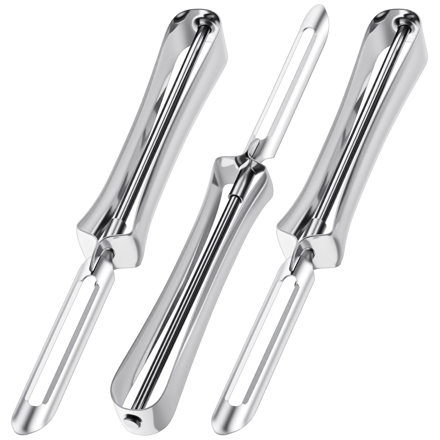 Yuanchu 3 Pack Stainless Steel Kitchen Vegetable Peelers, Ergonomic Rotary Peeler for Carrot Potato Fruit Dishwasher Safe Kitchen Tool