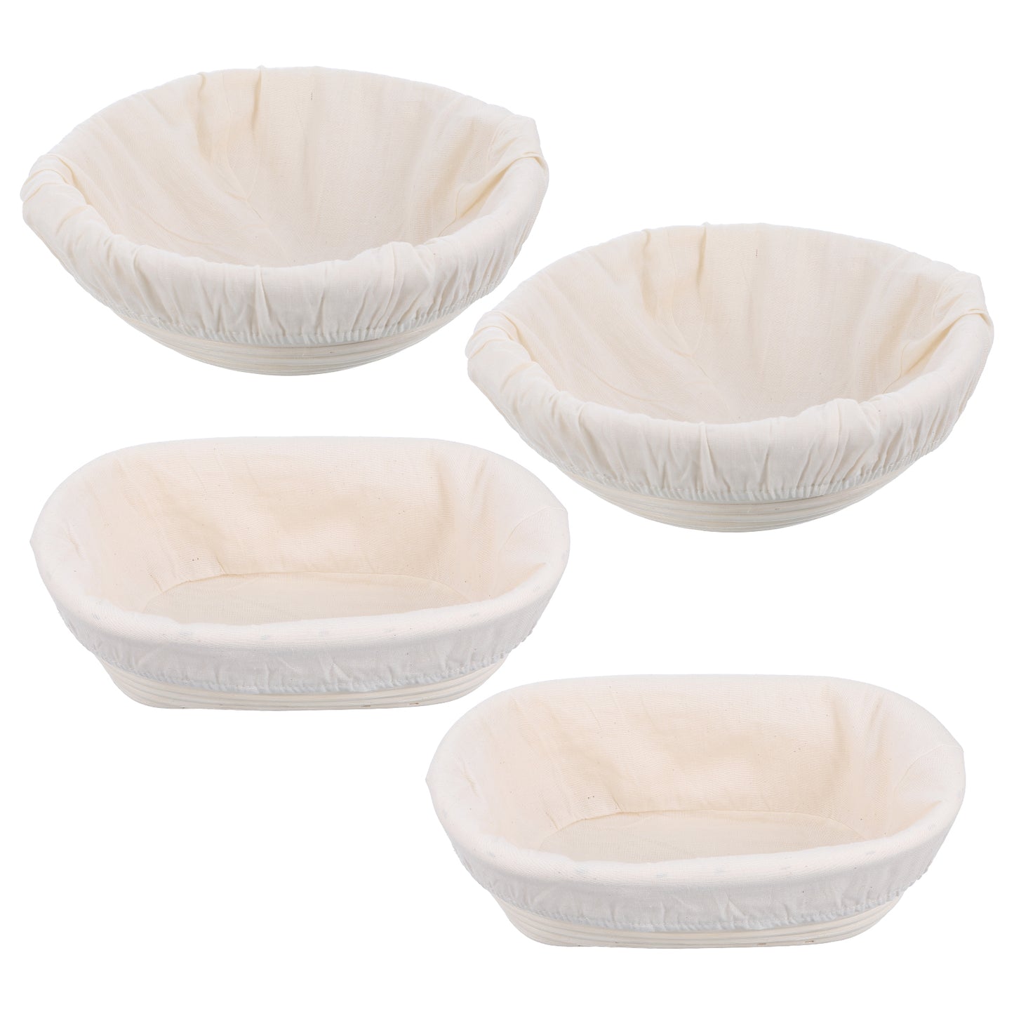 TIESOME 4 Packs Bread Proofing Basket Liner Cloth, Baking Dough Basket Cover Natural Rattan Banneton Proofing Cloth Banneton Covers Baking Supplies for Home Sourdough (3x10 Inch Oval, 6x10 Inch Round)