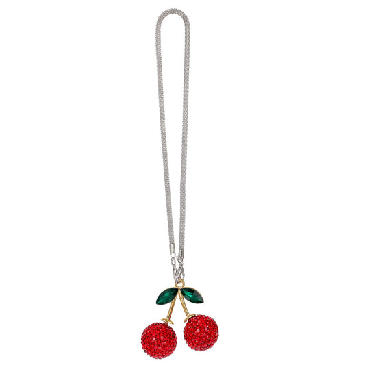JJUNW Bling Cherry Car Hanging Ornament, Cherry Rear View Mirror Charm, Cute Vehicle Interior Hanging Ornament Sparkly Diamond Rearview Mirror Charms Cherry Car Accessories