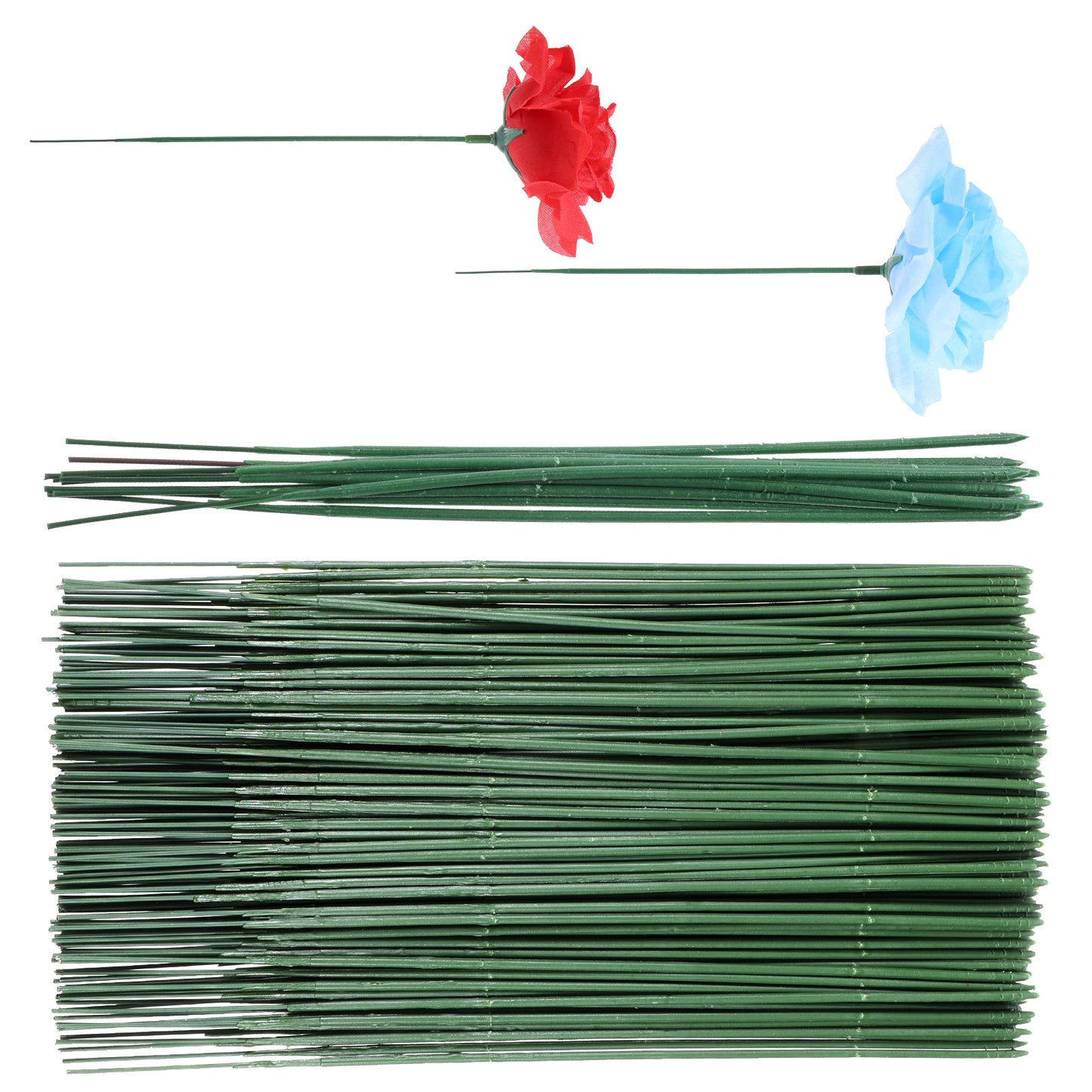 BOHUIZ 100 Pcs Plastic Floral Stems, Green Flower Wire Artificial Floral Rod Flower Stems for Crafts Flowers Arrangement DIY Supplies Bouquet Wreath Making(6.7 inch/17 cm)