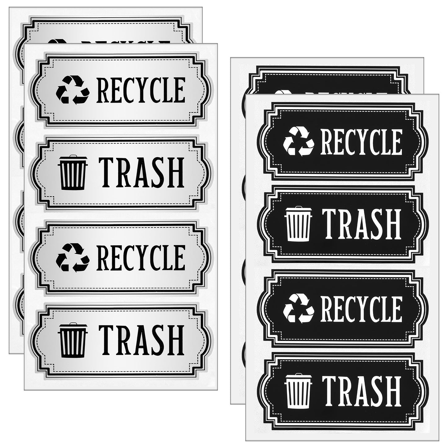 MBAIYO 16Pcs Trash and Recycle Stickers,Recycle Stickers for Trash Bins Waste and Recover Decals Garbage Can Indoor Outdoor Garbage Can Home Office Kitchen Apartment Hotel