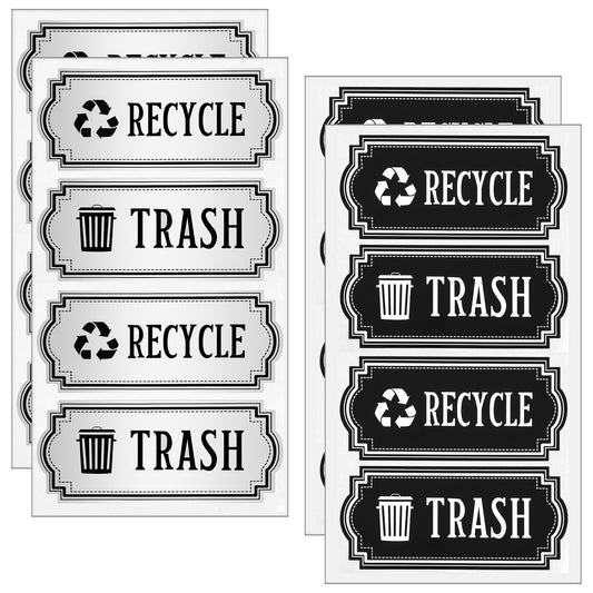 MBAIYO 16Pcs Trash and Recycle Stickers,Recycle Stickers for Trash Bins Waste and Recover Decals Garbage Can Indoor Outdoor Garbage Can Home Office Kitchen Apartment Hotel