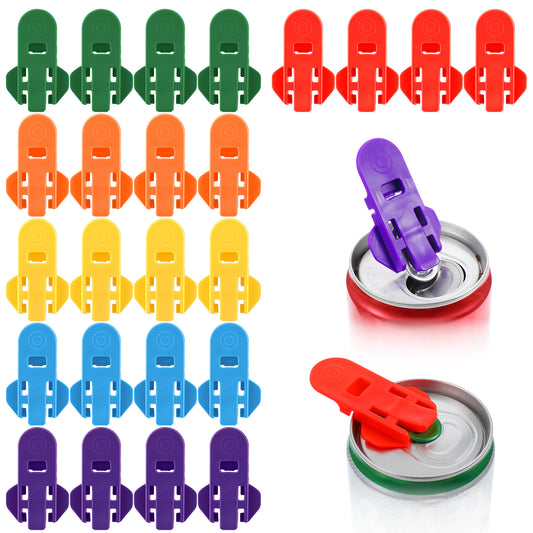 BOHUIZ 24 Pcs Manual Easy Can Opener, Colorful Soda Beer Can Opener Drink Protector Beverage CanTop Ring Tool Leakproof Soda Cover Openers for Pop Coke Beer Drink Aluminum BEV