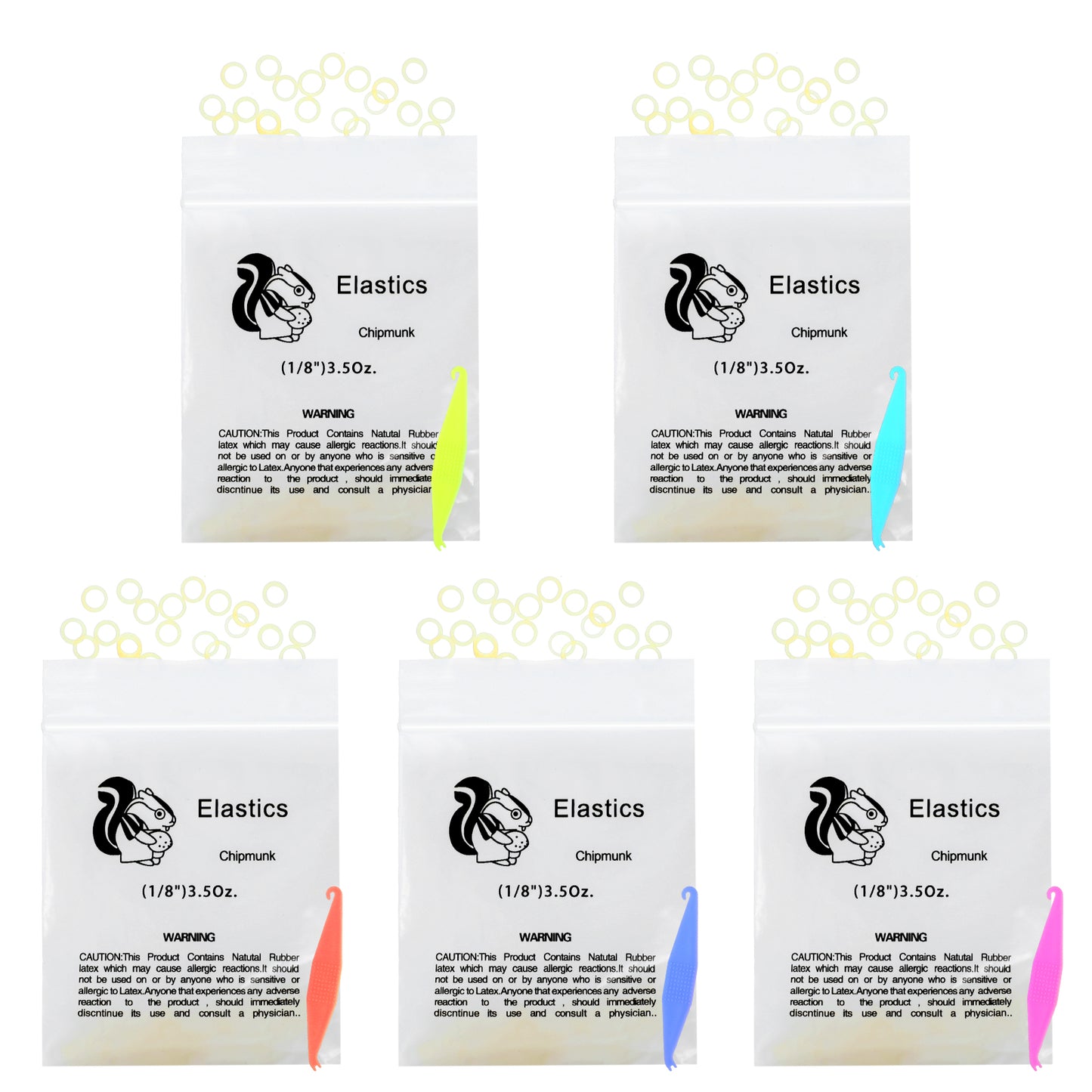 JIEYAO 500 Pcs Orthodontic Elastic Rubber Bands, 1/8 Inch Braces Rubber Traction Bands, 3.5 OZ Rubberbands Fix Tooth Gap with 5 Pcs Elastic Placer for Braces Orthodontic Supplies for Oral Care