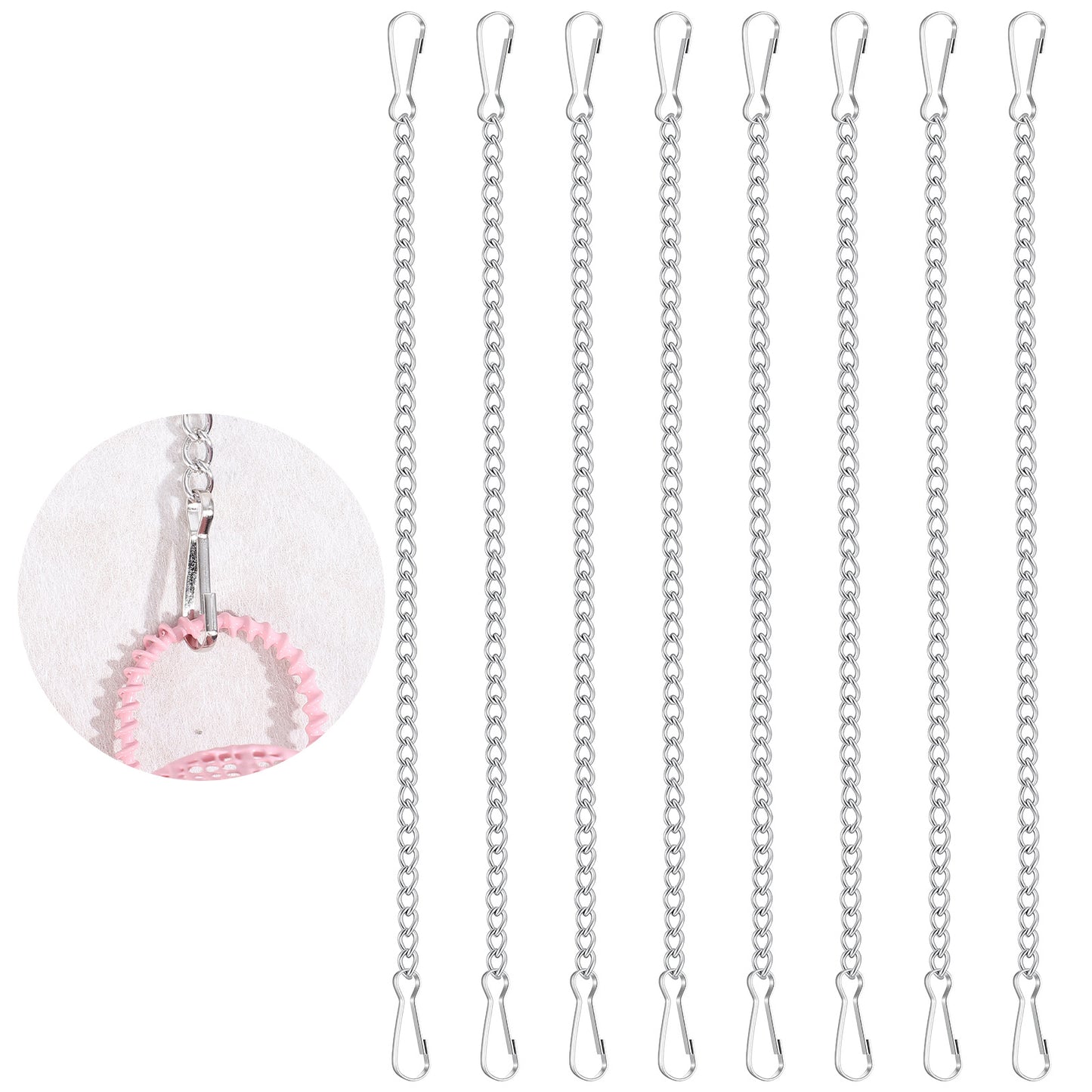 Molain 8 Pcs 20 Inch Stainless Steel Hanging Chains with Hooks, Stained Glass Window Hanging Chain Rustproof Decorative Chains for Suncatchers Stained Glass Plant Hanging Outdoor Indoor Decor