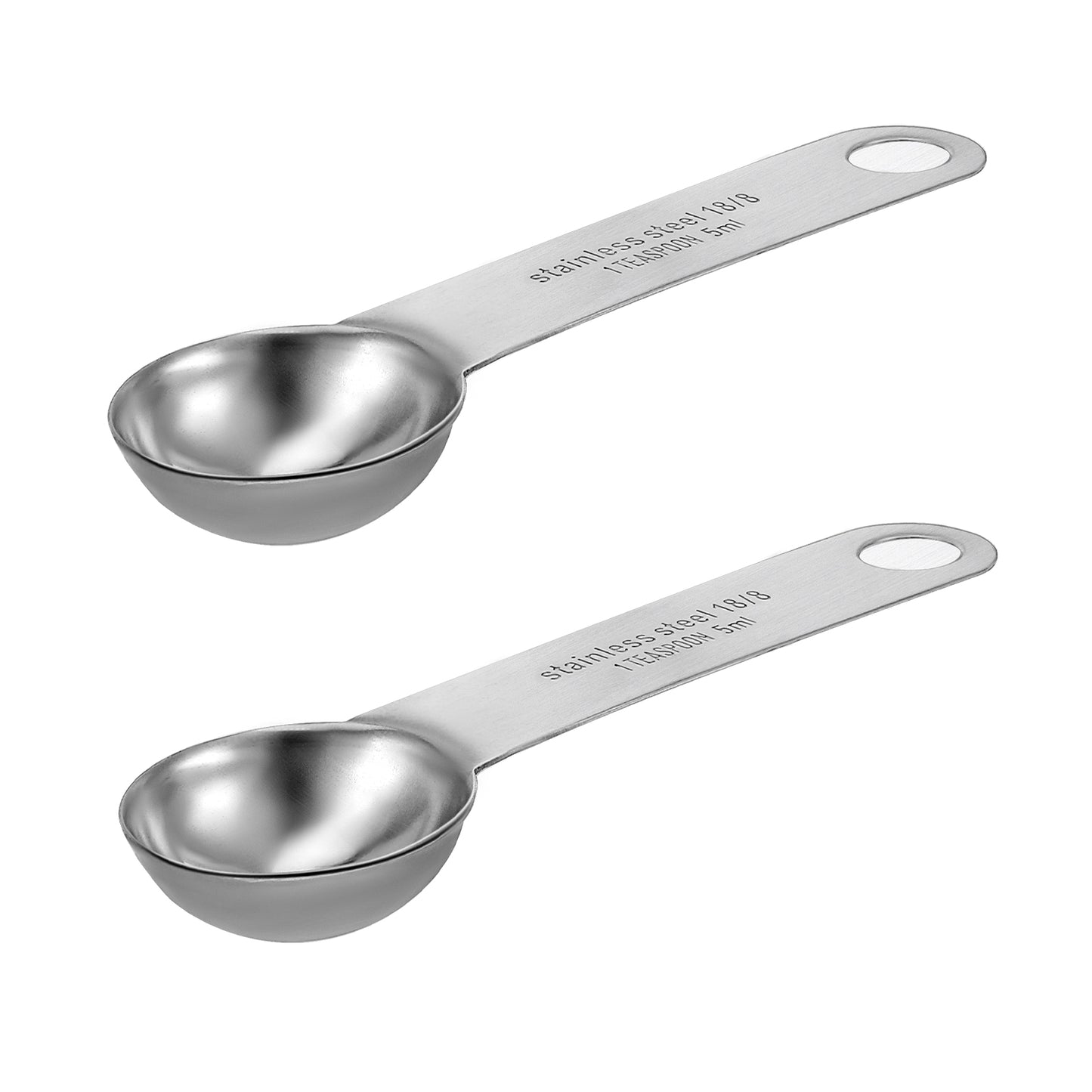 Yuanchu 2pcs Coffee Spoon Measure, 18/8 Stainless Steel 1 Teaspoon(1/3 tbsp | 5 ml | 5 cc | 1/6 oz) Measuring Spoons, Wide Handle Anti-Shake Teaspoons for Measure Ground Coffee Grains Protein Spices