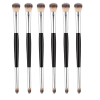 SULIKJHUI 6 Pcs Dual Ended Eyeshadow Brush, 2 in 1 Soft Blending Eye Makeup Brush with Smudge And Precision Tips for Concealer, Eyeliner, Eyebrows, Travel, Black