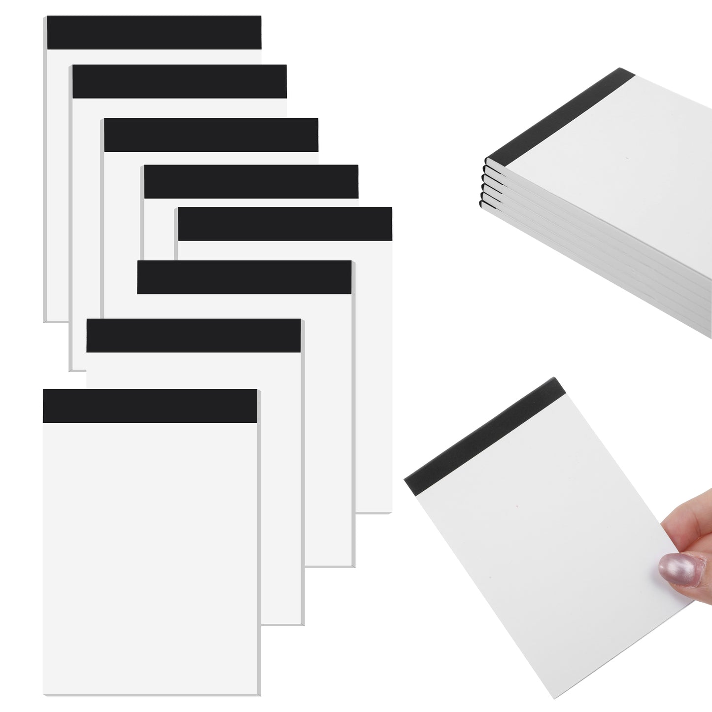 TIESOME 8 Pcs A7 Notebook, 3.93 x 2.75 In Small Notepads Pocket Size, Mini Memo Pad 30 Sheets Each, Blank Paper for Notes, To-Do Lists, Reminders, Travel & Daily Planning, White