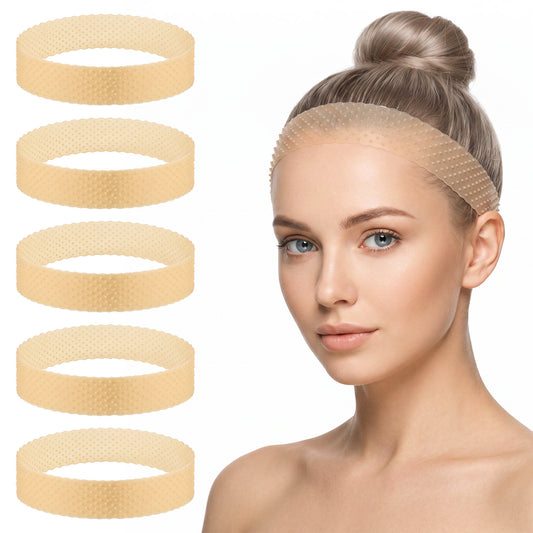 HJZHII 5pcs Wig Bands No Slip Silicone Wig Grip, Wigs Grips Headband Snatch Proof Wigs Band Elastic Adjustable Headband Sweat-Proof for Men Women Sports Yoga(Light Brown)
